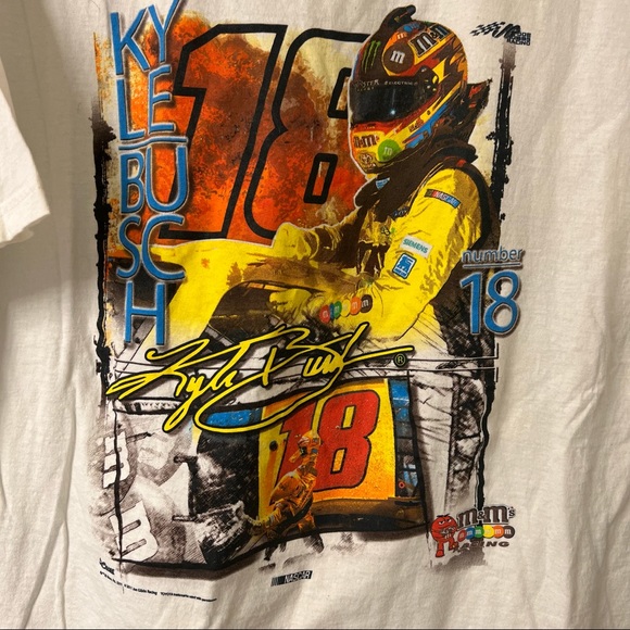 Vintage Nascar Kyle Busch M&Ms Car #18 Shirt Joe Gibbs Racing Official Size XXL - Picture 2 of 6